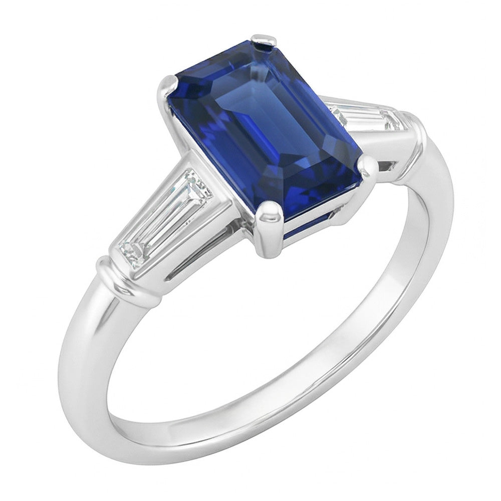 Smaragd Saphir Drei Stein Ring Kleine Baguette Natürlicher Diamant ( nicht im Labor gezüchtet )en 2,75 Karat