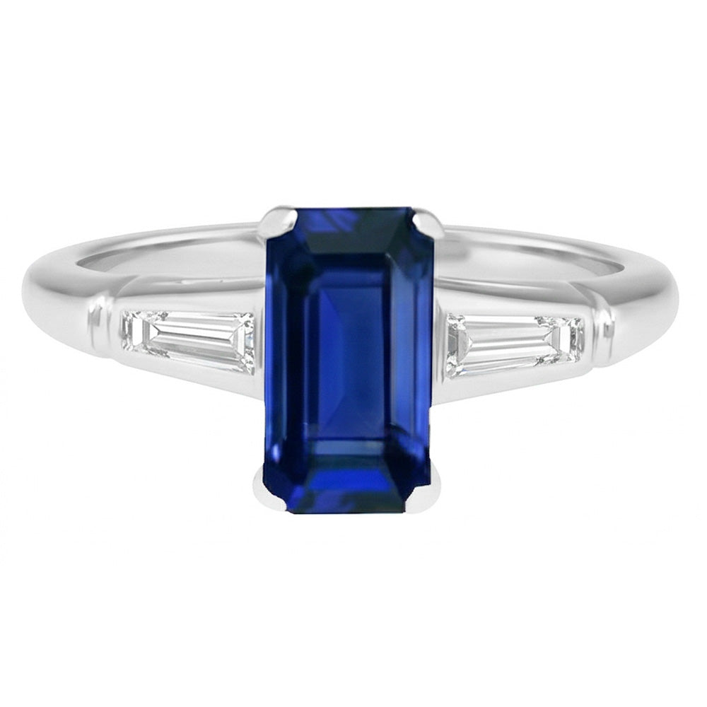 Smaragd Saphir Drei Stein Ring Kleine Baguette Natürlicher Diamant ( nicht im Labor gezüchtet )en 2,75 Karat