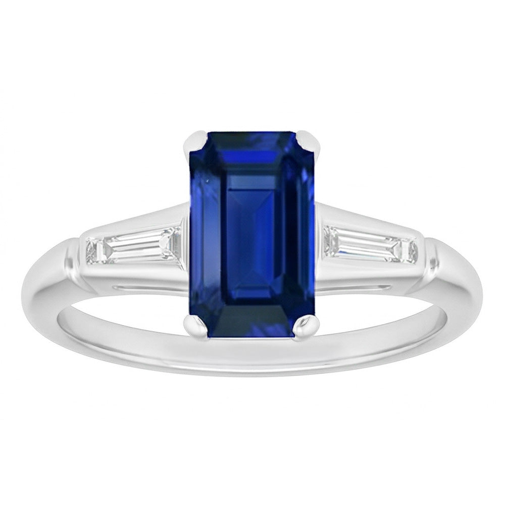 Smaragd Saphir Drei Stein Ring Kleine Baguette Natürlicher Diamant ( nicht im Labor gezüchtet )en 2,75 Karat