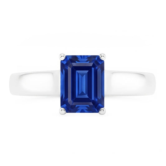 Smaragd Solitaire 2 Karat Weißgold Ceylon Saphir Ring