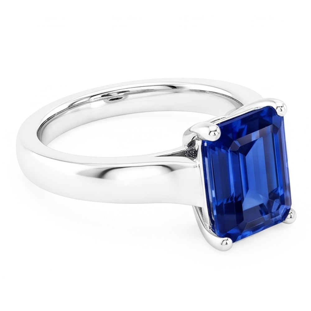 Smaragd Solitaire 2 Karat Weißgold Ceylon Saphir Ring
