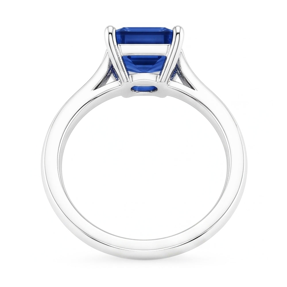 Smaragd Solitaire 2 Karat Weißgold Ceylon Saphir Ring