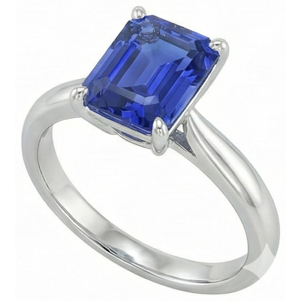 Smaragd Solitaire Blauer Saphir Ring 2,50 Karat Damenschmuck