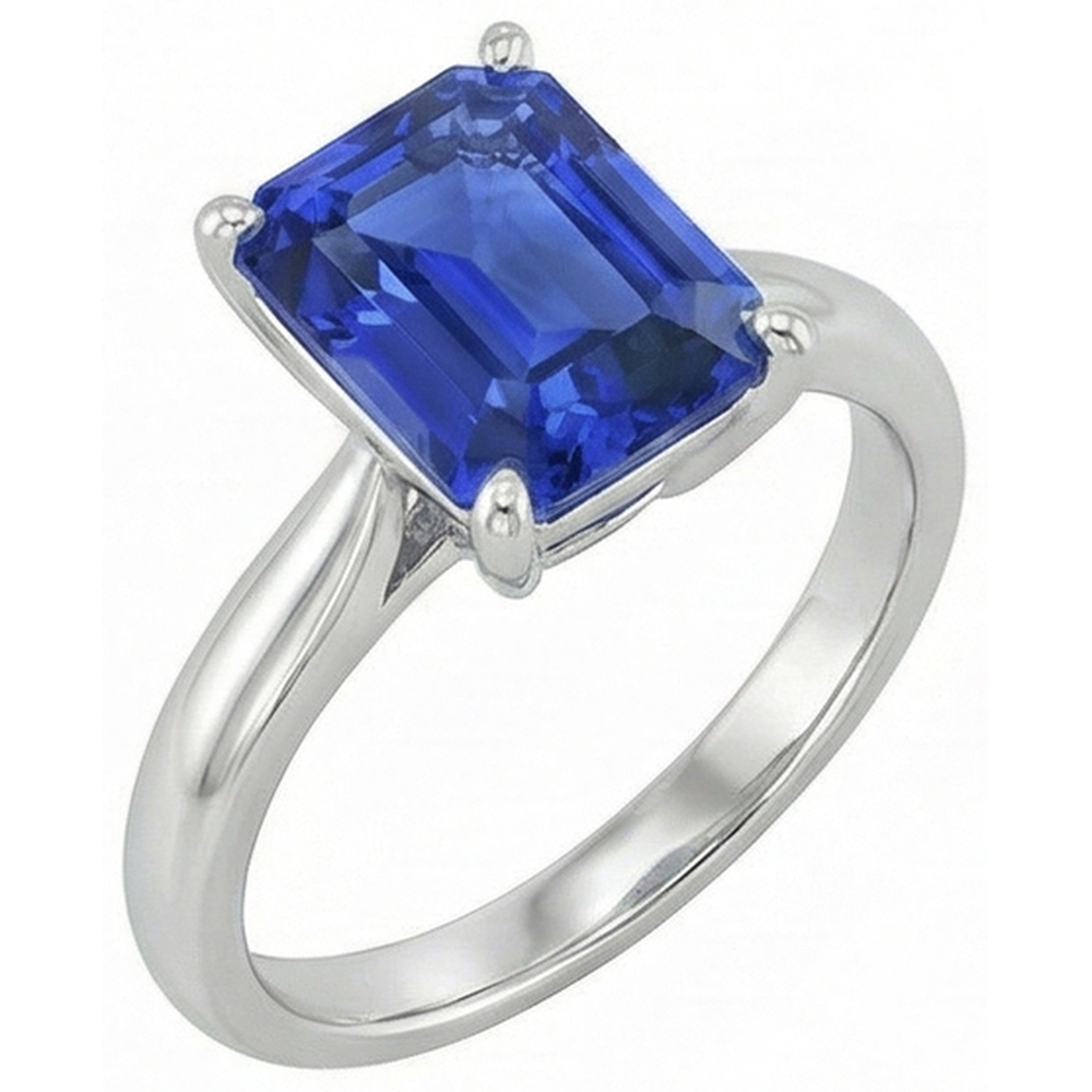 Smaragd Solitaire Blauer Saphir Ring 2,50 Karat Damenschmuck