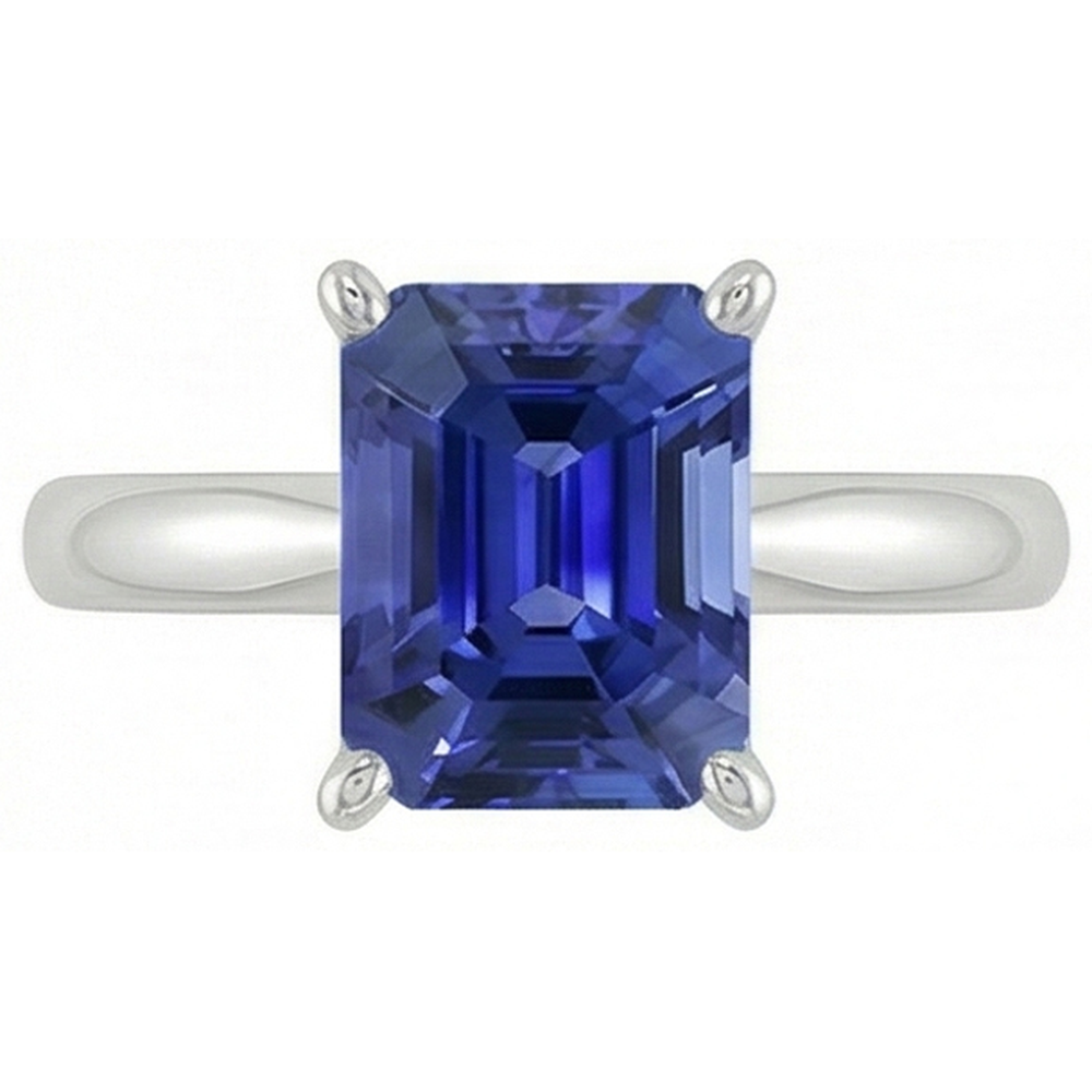 Smaragd Solitaire Blauer Saphir Ring 2,50 Karat Damenschmuck