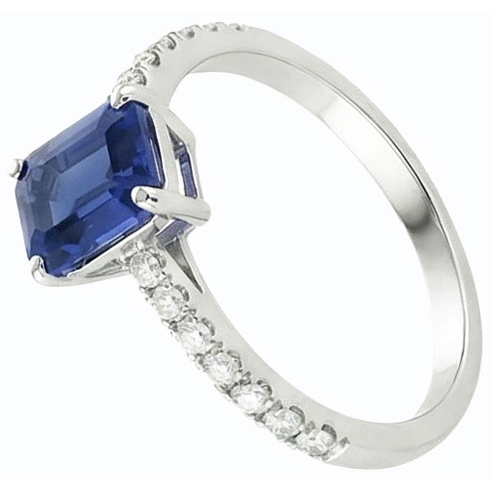 Smaragd Solitaire Blauer Saphir Ring & Pave Set Natürlicher Diamant ( nicht im Labor gezüchtet )en 2,50 Karat