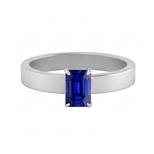 Smaragd Solitaire Edelstein Ring 1,50 Karat Ceylon Saphir Zinken Set