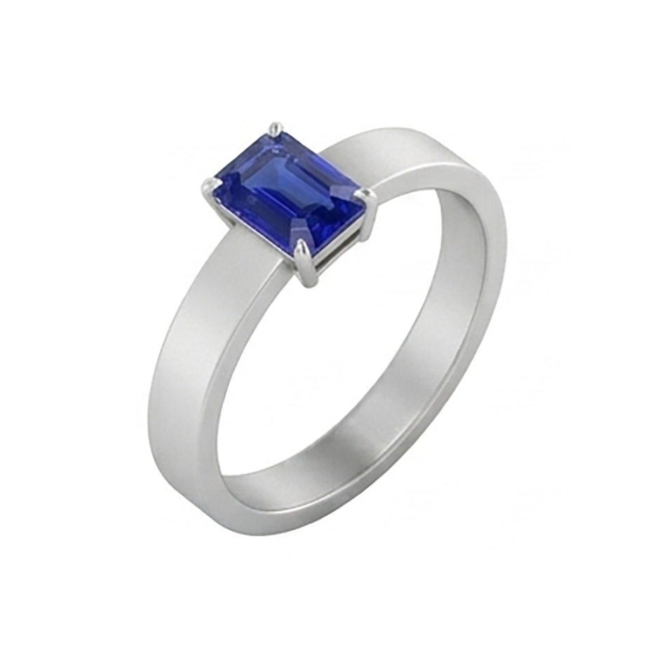 Smaragd Solitaire Edelstein Ring 1,50 Karat Ceylon Saphir Zinken Set
