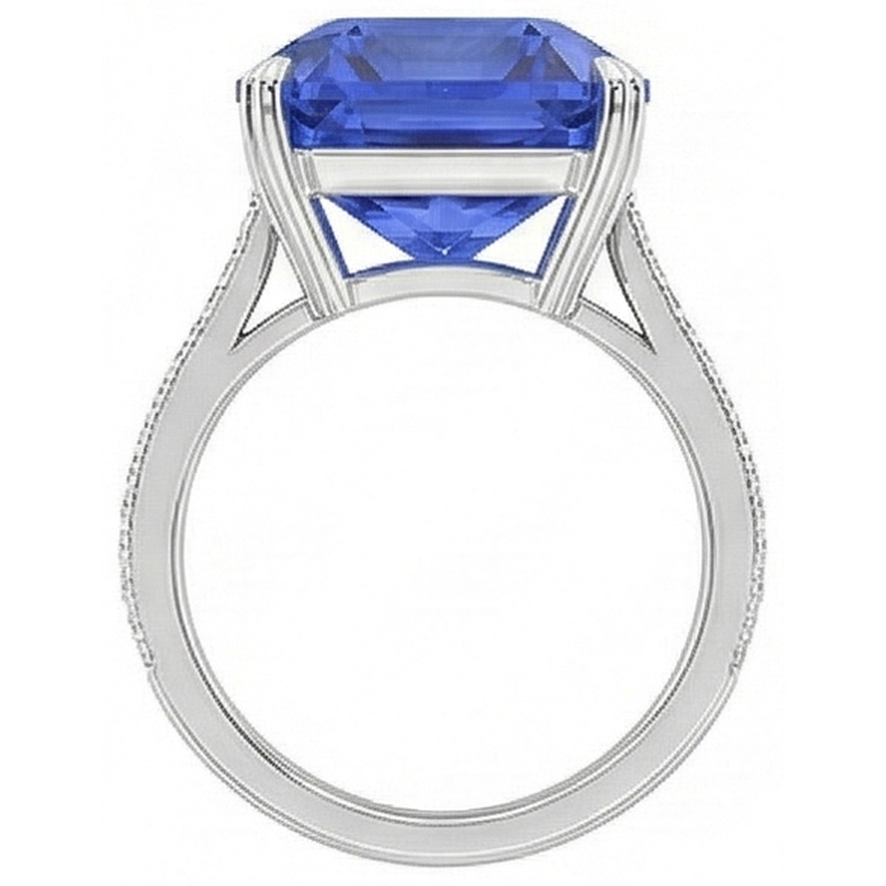 Smaragd-Solitär-Ceylon-Saphir-Ring mit Akzenten 5 Karat