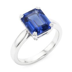 Smaragd-Solitär-blauer Saphir-Ring 3-Karat-Krappen-Set