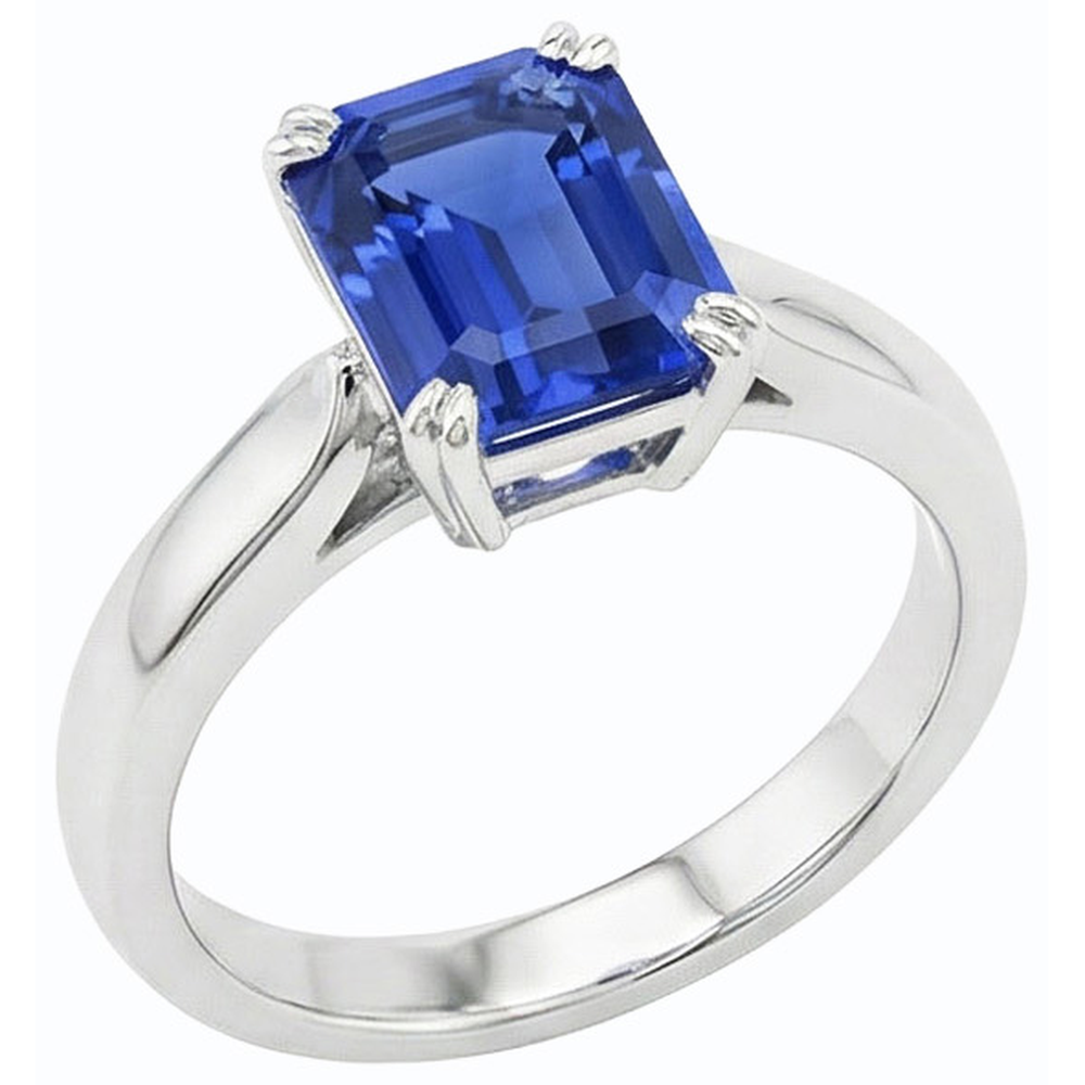 Smaragd-Solitär-blauer Saphir-Ring 3-Karat-Krappen-Set
