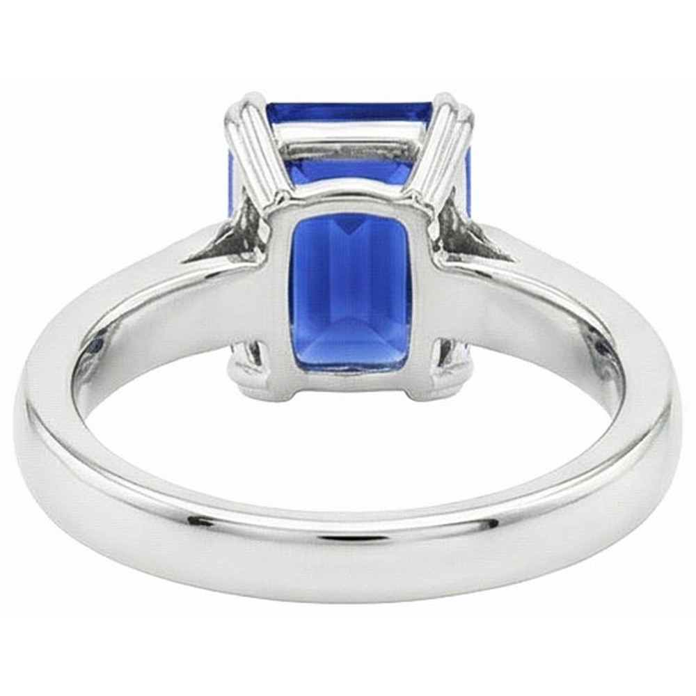 Smaragd-Solitär-blauer Saphir-Ring 3-Karat-Krappen-Set