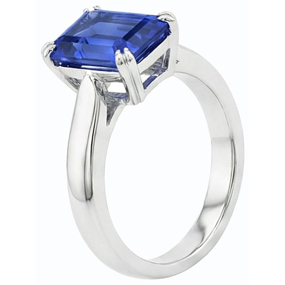 Smaragd-Solitär-blauer Saphir-Ring 3-Karat-Krappen-Set
