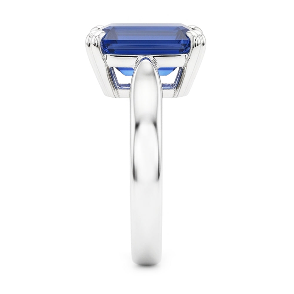 Smaragd-Solitär-blauer Saphir-Ring 3-Karat-Krappen-Set