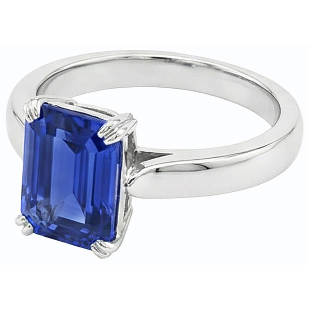 Smaragd-Solitär-blauer Saphir-Ring 3-Karat-Krappen-Set