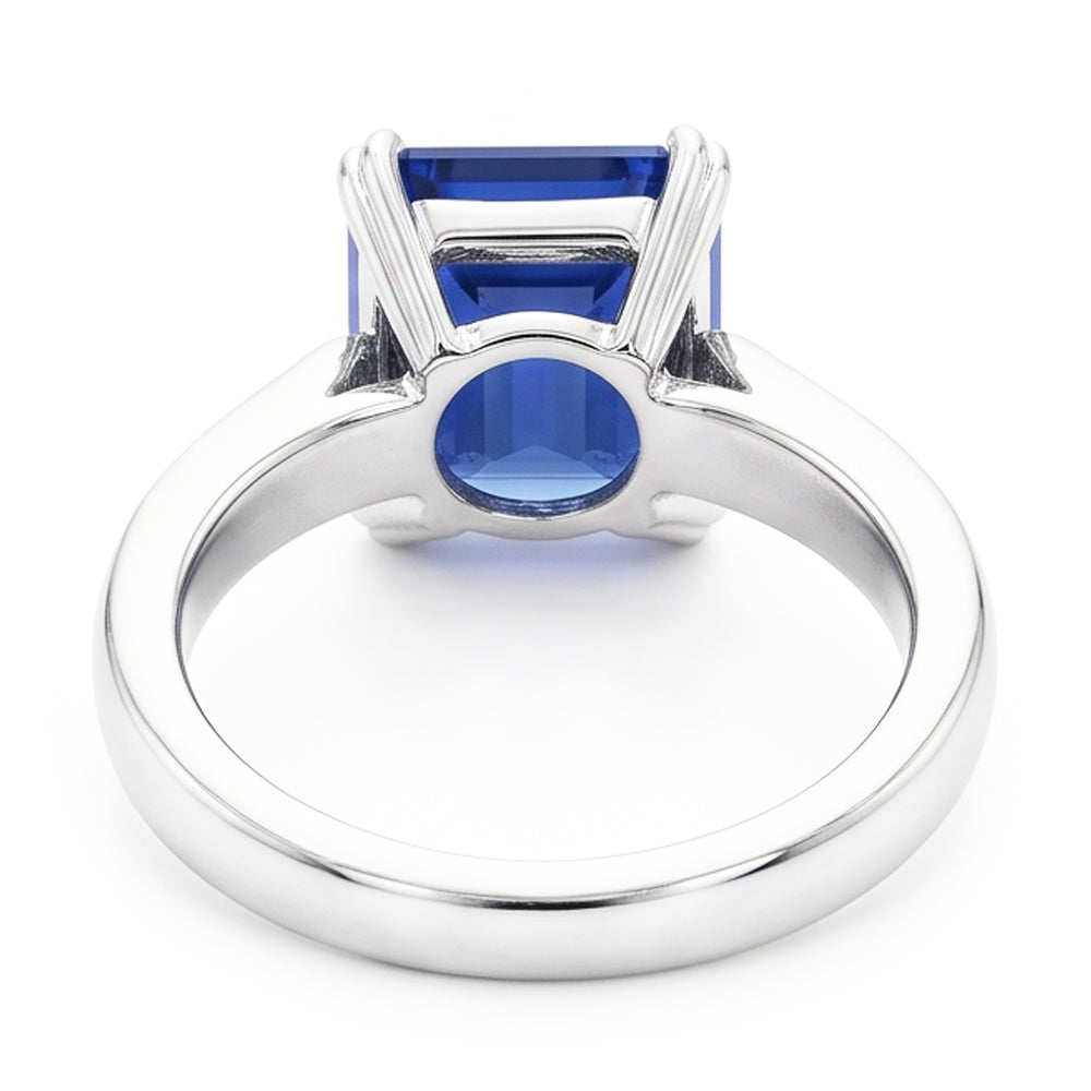 Smaragd-Solitär-blauer Saphir-Ring 3-Karat-Krappen-Set
