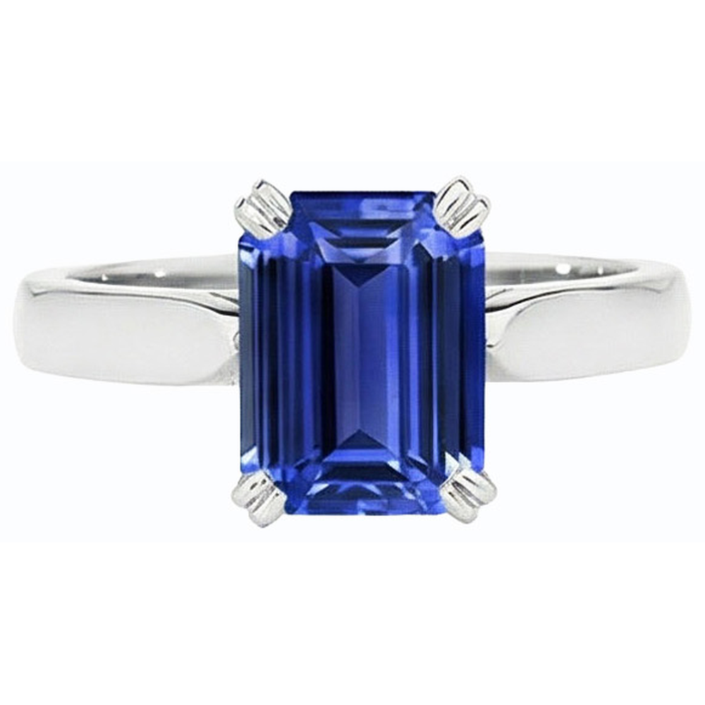 Smaragd-Solitär-blauer Saphir-Ring 3-Karat-Krappen-Set