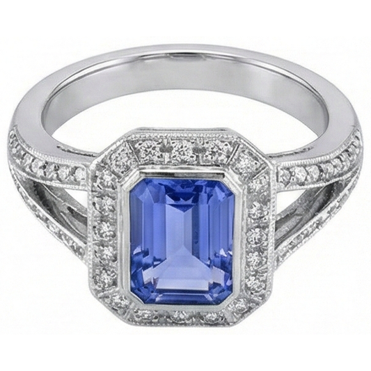 Smaragd Tansanit Aus der Erde Abgebauter Natürlicher Diamanten 5,36 Karat Fancy Ring Neu