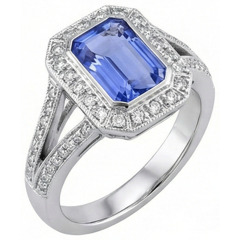Smaragd Tansanit Aus der Erde Abgebauter Natürlicher Diamanten 5,36 Karat Fancy Ring Neu