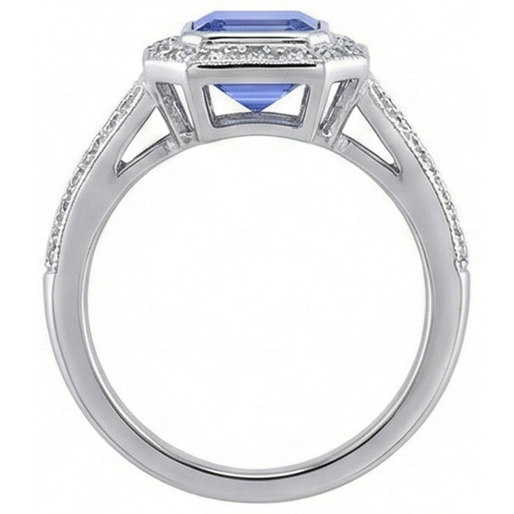 Smaragd Tansanit Aus der Erde Abgebauter Natürlicher Diamanten 5,36 Karat Fancy Ring Neu