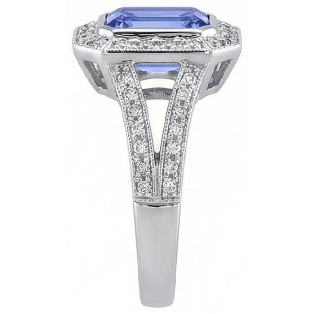 Smaragd Tansanit Aus der Erde Abgebauter Natürlicher Diamanten 5,36 Karat Fancy Ring Neu