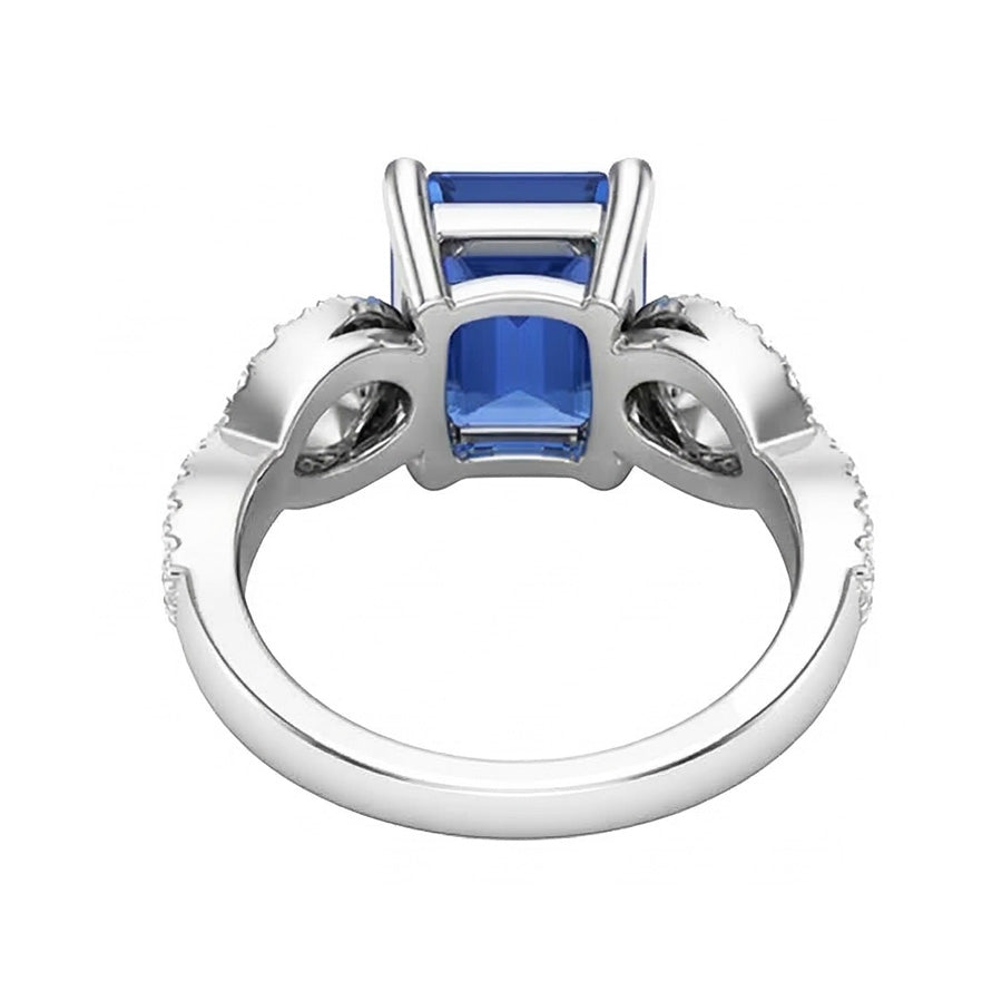 Smaragd & Runder Natürlicher Diamant ( nicht im Labor gezüchtet ) Ring Infinity Style Ceylon Saphir 3 Karat