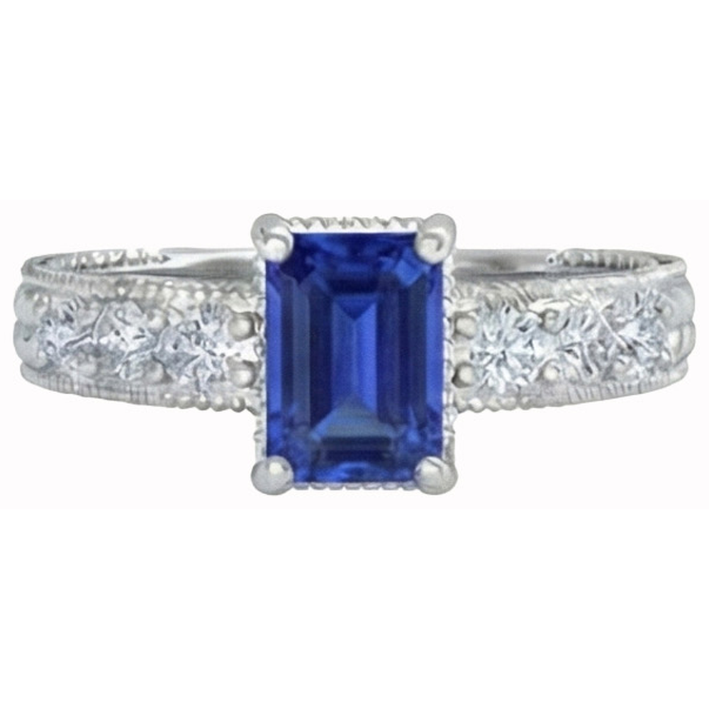 echter round saphir 2.10Karat ring Seitenansicht