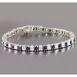 Smaragd Aus der Erde Abgebauter Natürlicher Diamant Ceylon Saphir Tennis Armband Krappen Set