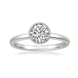 Solitaire 1 Karat runder Echt Aus der Erde Abgebauter Natürlicher Diamant-Verlobungsring Weißgold 14K