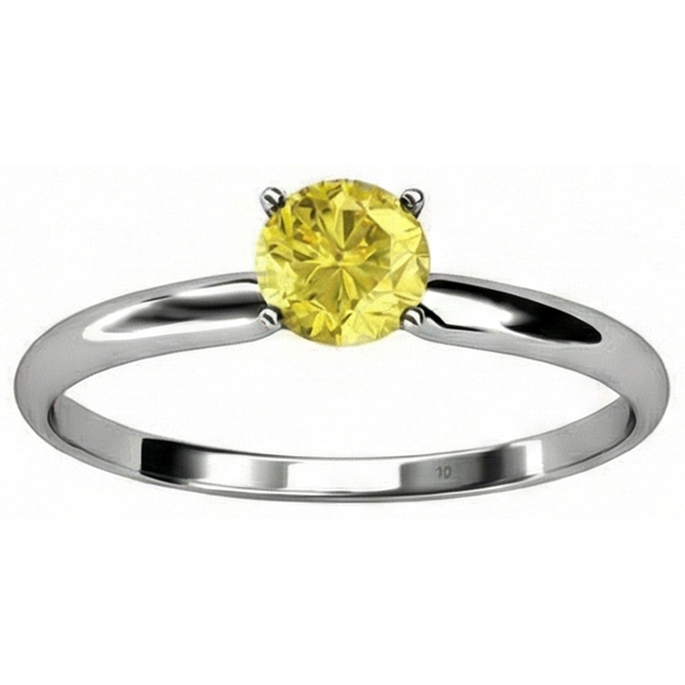Solitaire 2 Kt Gelber Saphir Ring Weißgold 14K