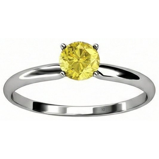 Solitaire 2 Kt Gelber Saphir Ring Weißgold 14K