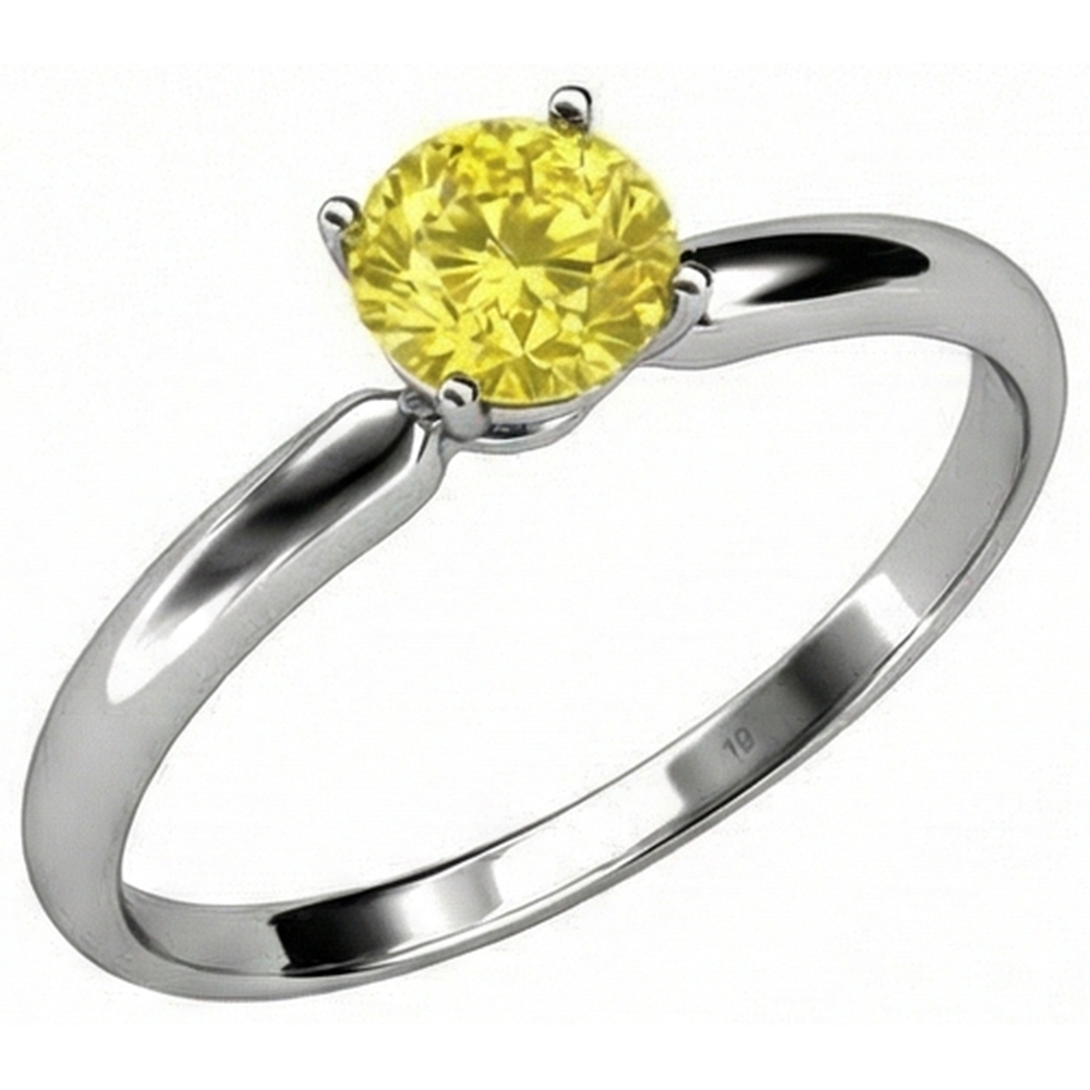 Solitaire 2 Kt Gelber Saphir Ring Weißgold 14K