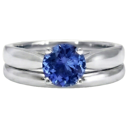 Solitaire 3 Karat Ceylon Saphir Ring Set 14K Neu