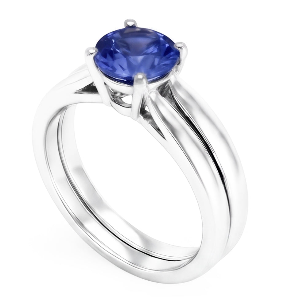 Solitaire 3 Karat Ceylon Saphir Ring Set 14K Neu