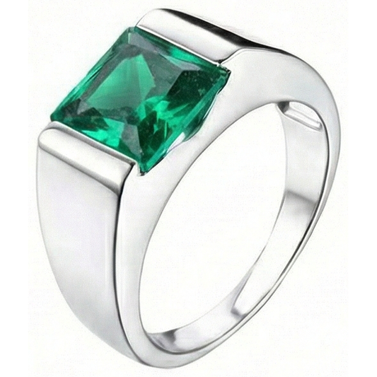 Solitaire 4,50 Karat Grüner Smaragd Ring 14K Weißgold Neu