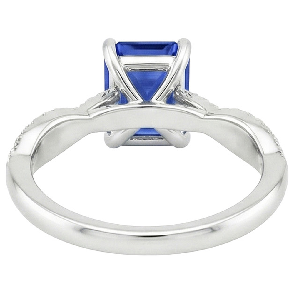 Solitaire Akzente Ring Sri Lanka Saphir & Aus der Erde Abgebauter Natürlicher Diamant 3,50 Karat