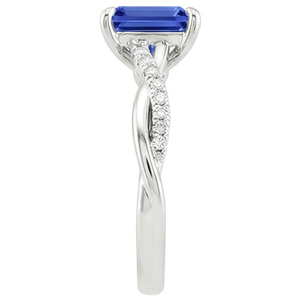 Solitaire Akzente Ring Sri Lanka Saphir & Aus der Erde Abgebauter Natürlicher Diamant 3,50 Karat