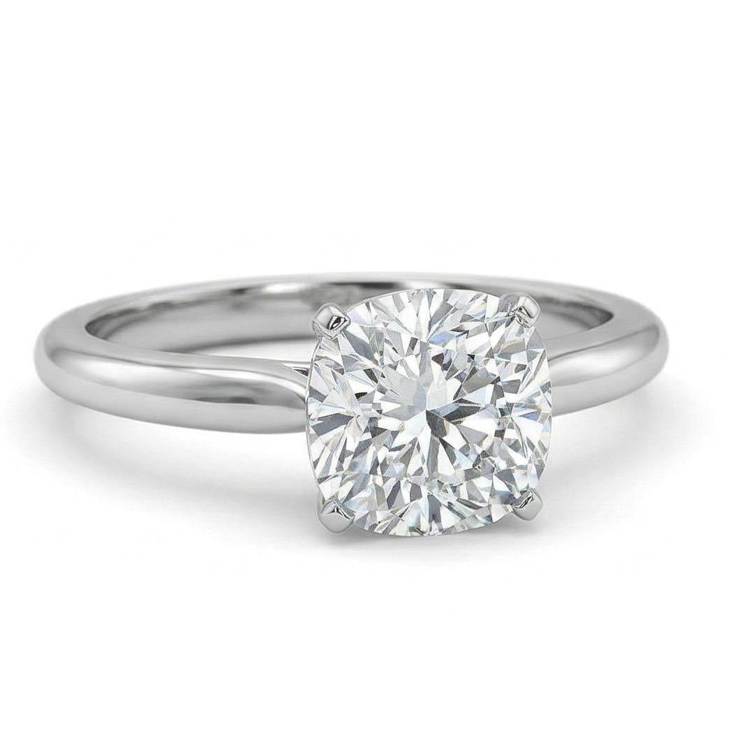 Solitaire Big Cushion Cut 3 Karat Echt Aus der Erde Abgebauter Natürlicher Diamant Ehering Gold Weiß