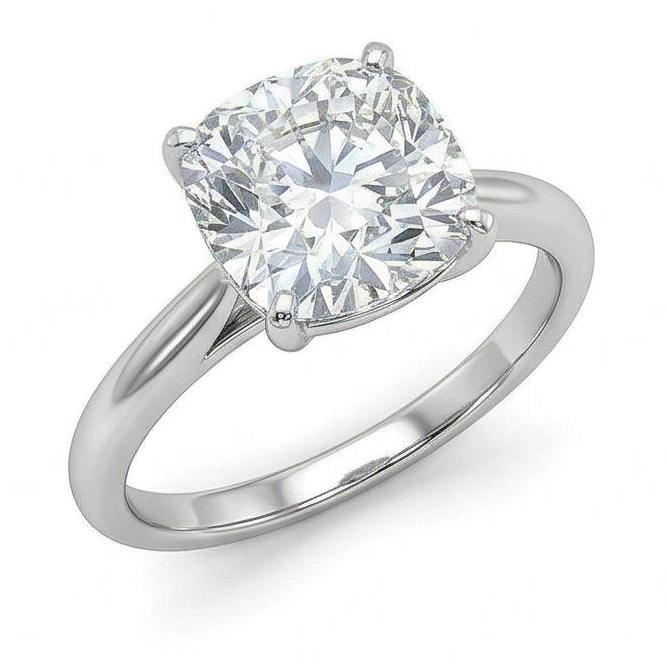 Solitaire Big Cushion Cut 3 Karat Echt Aus der Erde Abgebauter Natürlicher Diamant Ehering Gold Weiß