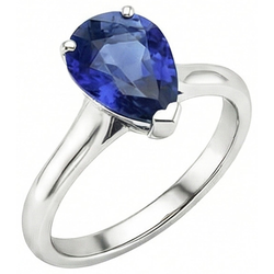 Solitaire Birne Blauer Saphir Edelstein Ehering 2 Karat