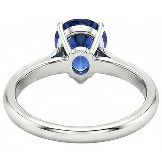 Solitaire Birne Blauer Saphir Edelstein Ehering 2 Karat