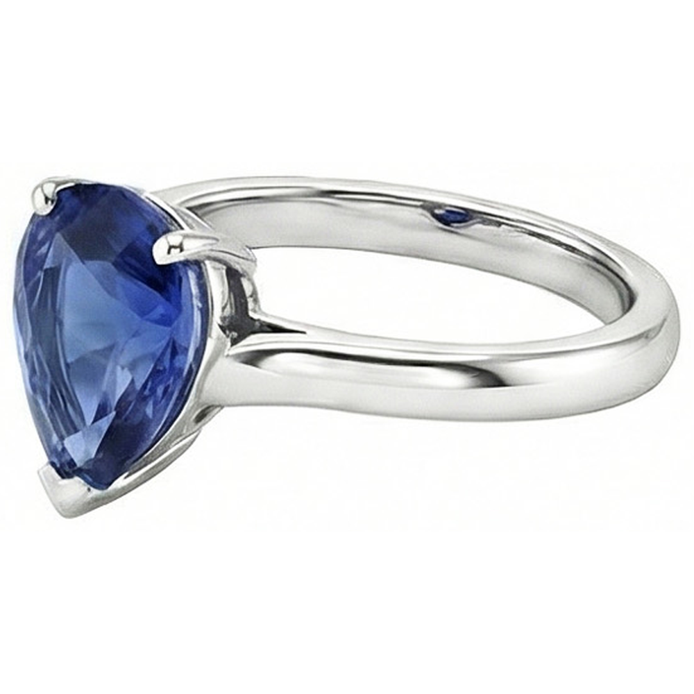 Solitaire Birne Blauer Saphir Edelstein Ehering 2 Karat
