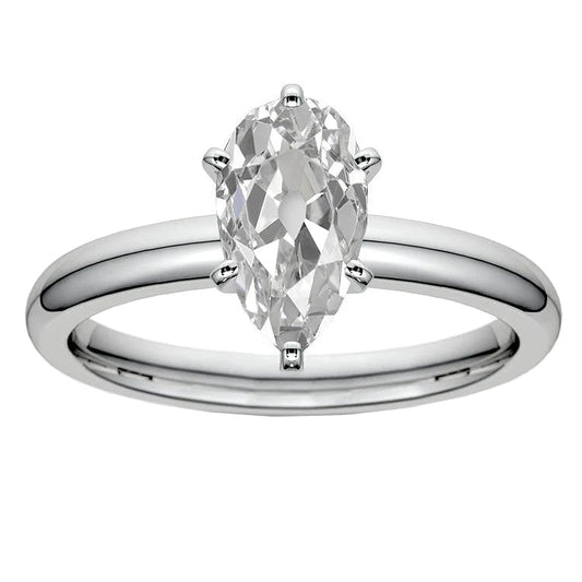 Solitaire Birne Old Mine Cut Echt Diamantring 3,50 Karat Goldschmuck