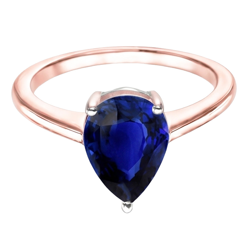 Solitaire Birne Sri Lanka Saphir Ring Zweifarbig 3 Karat