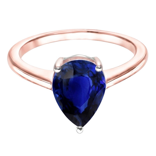 Solitaire Birne Sri Lanka Saphir Ring Zweifarbig 3 Karat