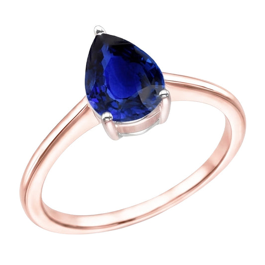 Solitaire Birne Sri Lanka Saphir Ring Zweifarbig 3 Karat