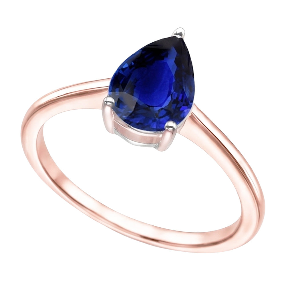 Solitaire Birne Sri Lanka Saphir Ring Zweifarbig 3 Karat