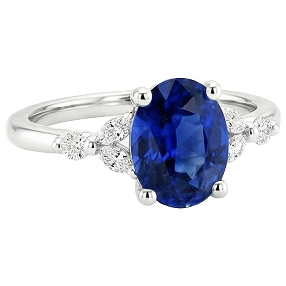 echter oval diamant 3.75Karat ring Profilansicht