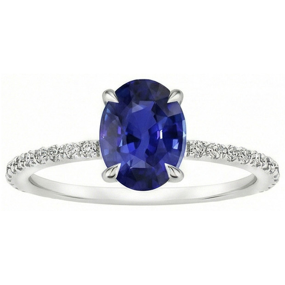 echter oval diamant 3.75Karat ring Profilansicht