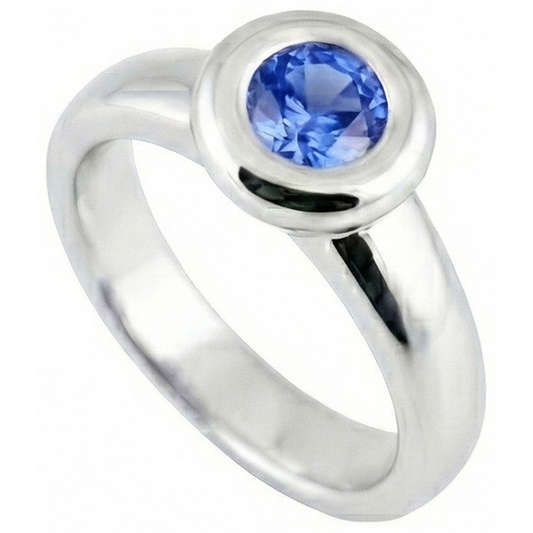 Solitaire Ceylon Saphir Rund 1 Kt. Ring Goldschmuck